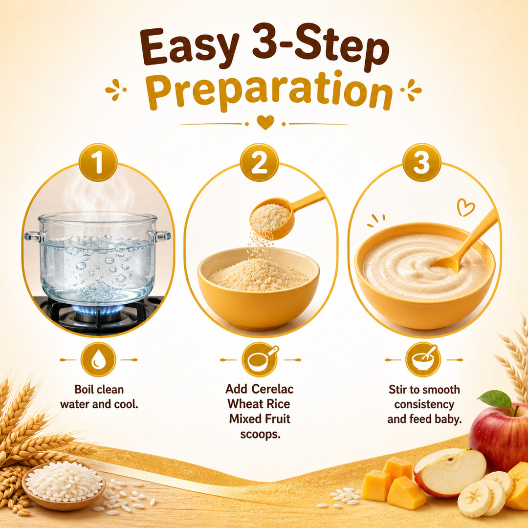 Cerelac 3 Wheat Rice Mixed Fruit 300 GM thumbnail 6